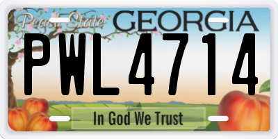 GA license plate PWL4714