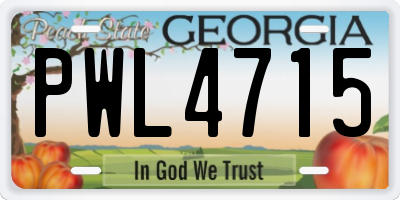 GA license plate PWL4715