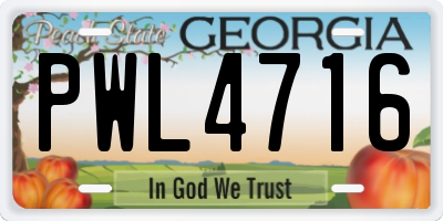 GA license plate PWL4716