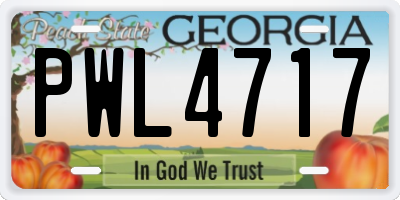GA license plate PWL4717