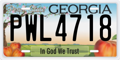 GA license plate PWL4718