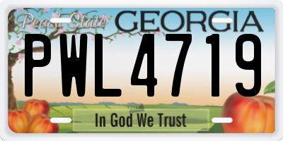 GA license plate PWL4719