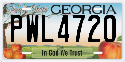 GA license plate PWL4720