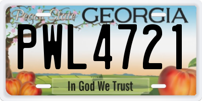 GA license plate PWL4721