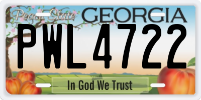 GA license plate PWL4722