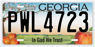 GA license plate PWL4723