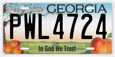 GA license plate PWL4724