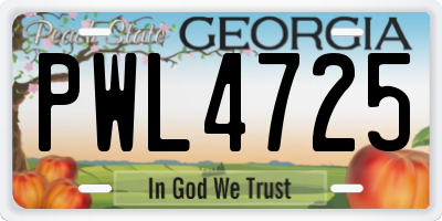 GA license plate PWL4725