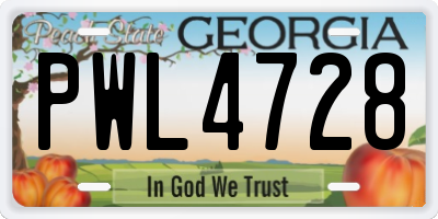 GA license plate PWL4728