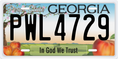 GA license plate PWL4729