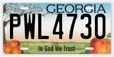 GA license plate PWL4730