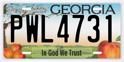 GA license plate PWL4731