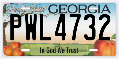 GA license plate PWL4732