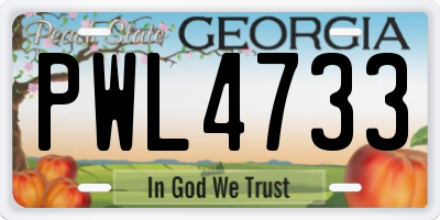 GA license plate PWL4733