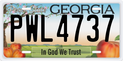 GA license plate PWL4737