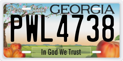 GA license plate PWL4738