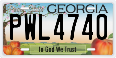 GA license plate PWL4740
