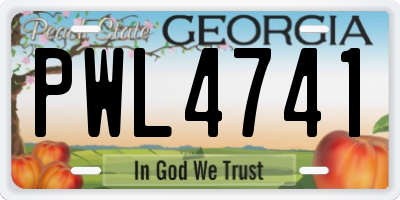 GA license plate PWL4741