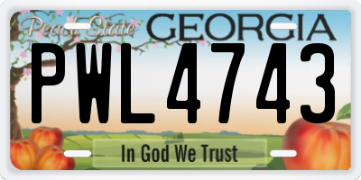 GA license plate PWL4743