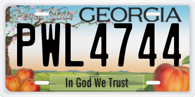 GA license plate PWL4744