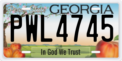 GA license plate PWL4745