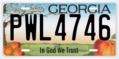 GA license plate PWL4746