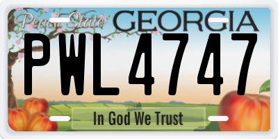 GA license plate PWL4747