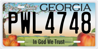 GA license plate PWL4748