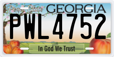 GA license plate PWL4752