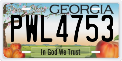 GA license plate PWL4753