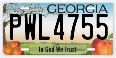 GA license plate PWL4755