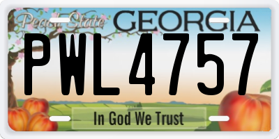 GA license plate PWL4757