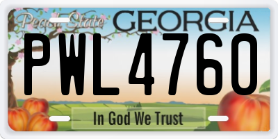 GA license plate PWL4760