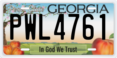 GA license plate PWL4761