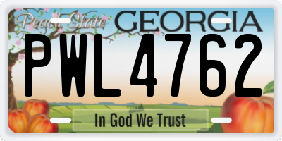 GA license plate PWL4762