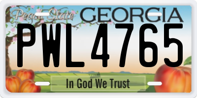 GA license plate PWL4765