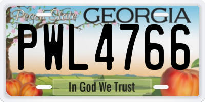 GA license plate PWL4766