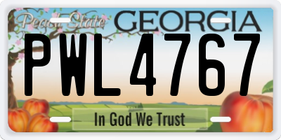 GA license plate PWL4767