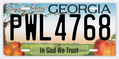 GA license plate PWL4768