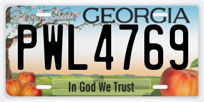 GA license plate PWL4769