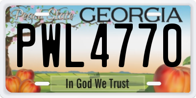 GA license plate PWL4770