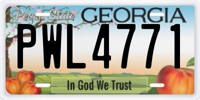 GA license plate PWL4771