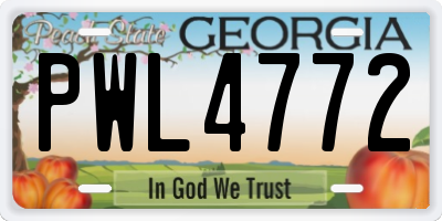 GA license plate PWL4772