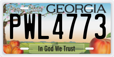 GA license plate PWL4773