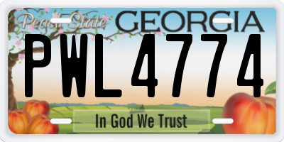 GA license plate PWL4774