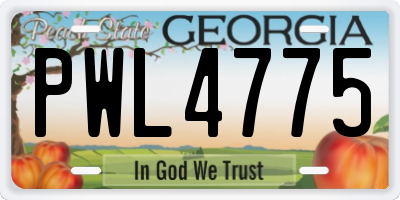 GA license plate PWL4775