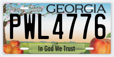 GA license plate PWL4776
