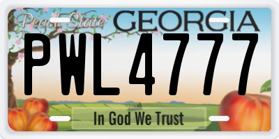 GA license plate PWL4777