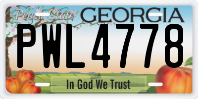 GA license plate PWL4778