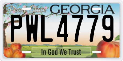 GA license plate PWL4779